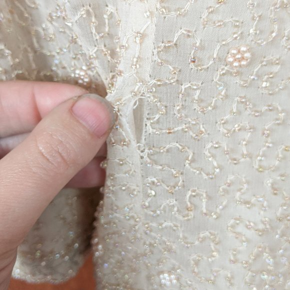 Vintage 90s Cream Beaded Two Piece Tank Top And Evening Jacket Set - Picture 8 of 15